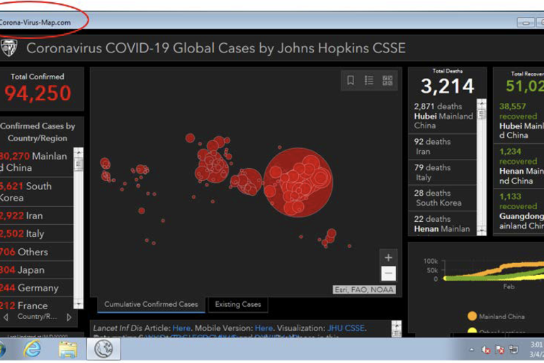 Map of COVID-19 spread