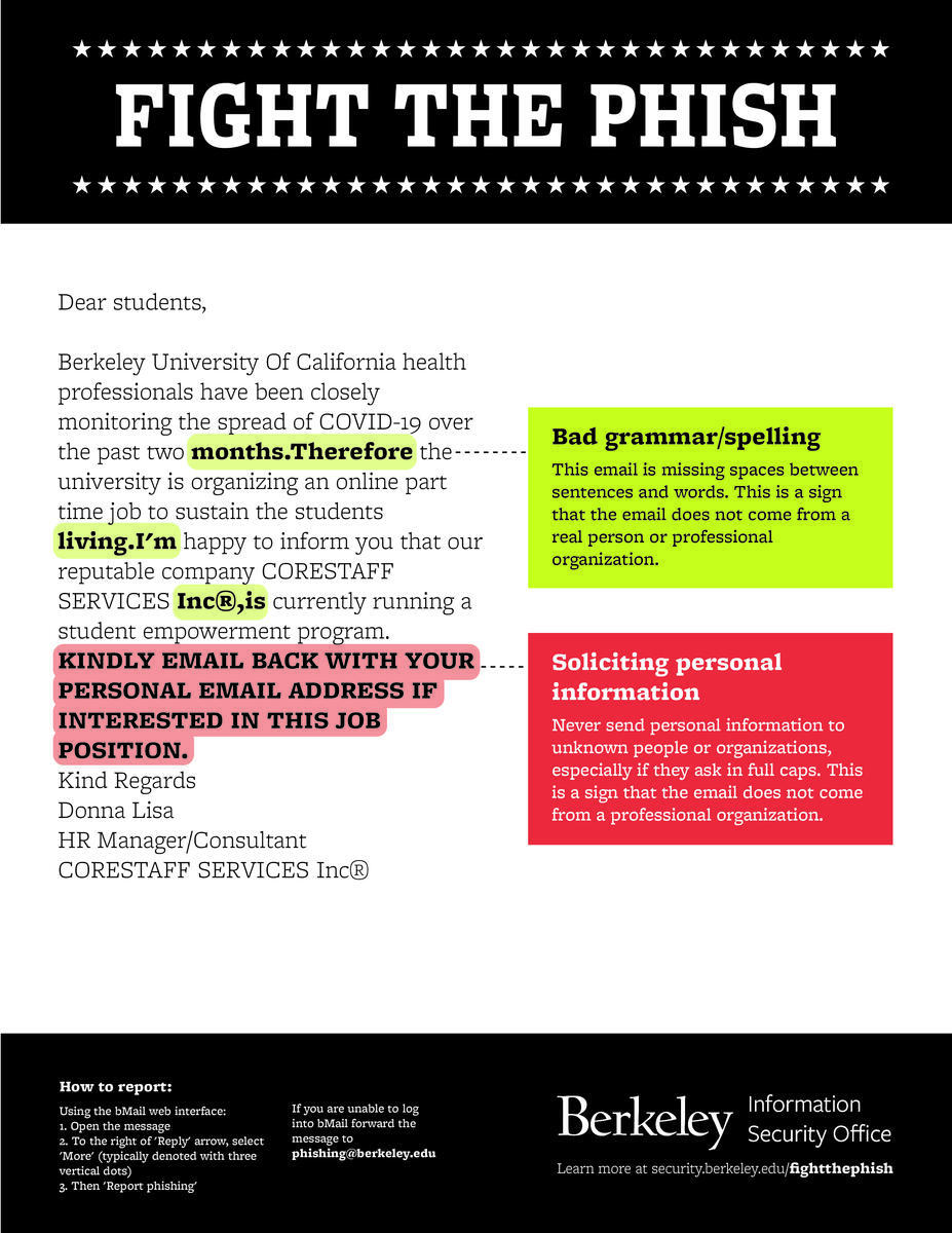 covid-19 job offer phishing email poster