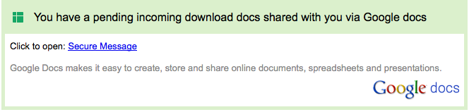 Google Docs phish example