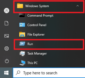 Sistema Windows Executar