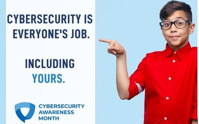 cybersecurity awareness month banner with kid on it